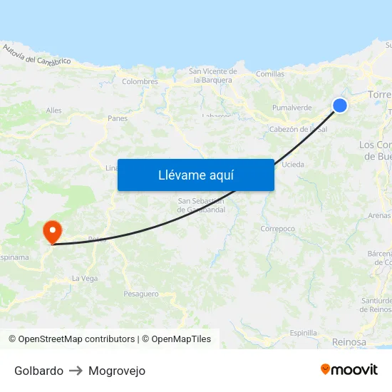 Golbardo to Mogrovejo map
