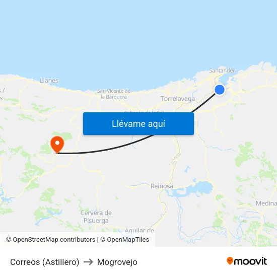 Correos (Astillero) to Mogrovejo map