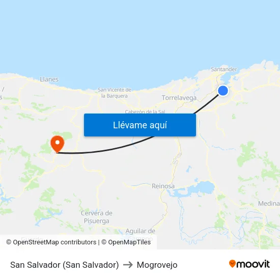 San Salvador (San Salvador) to Mogrovejo map