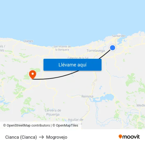 Cianca (Cianca) to Mogrovejo map