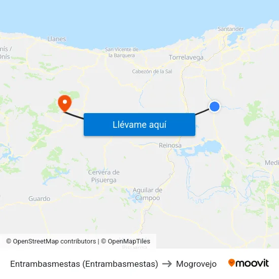 Entrambasmestas (Entrambasmestas) to Mogrovejo map