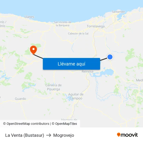 La Venta (Bustasur) to Mogrovejo map