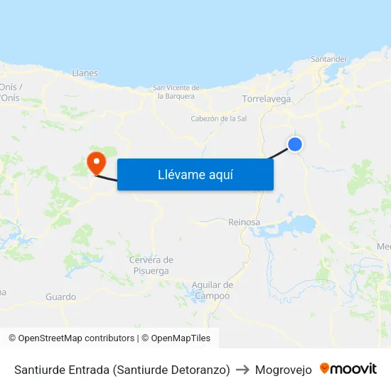 Santiurde Entrada (Santiurde Detoranzo) to Mogrovejo map