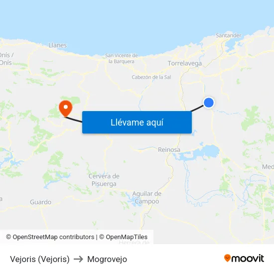 Vejoris (Vejoris) to Mogrovejo map