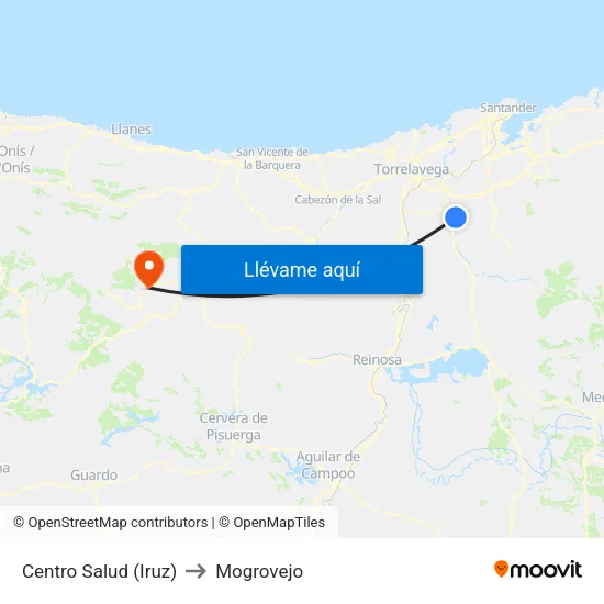 Centro Salud (Iruz) to Mogrovejo map
