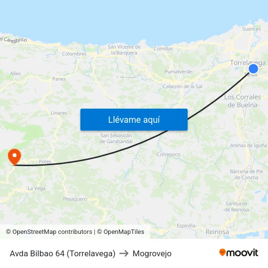 Avda Bilbao 64 (Torrelavega) to Mogrovejo map