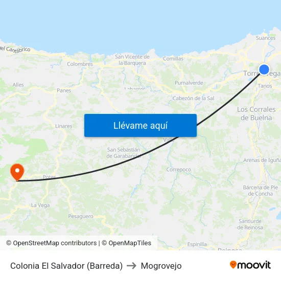 Colonia El Salvador (Barreda) to Mogrovejo map