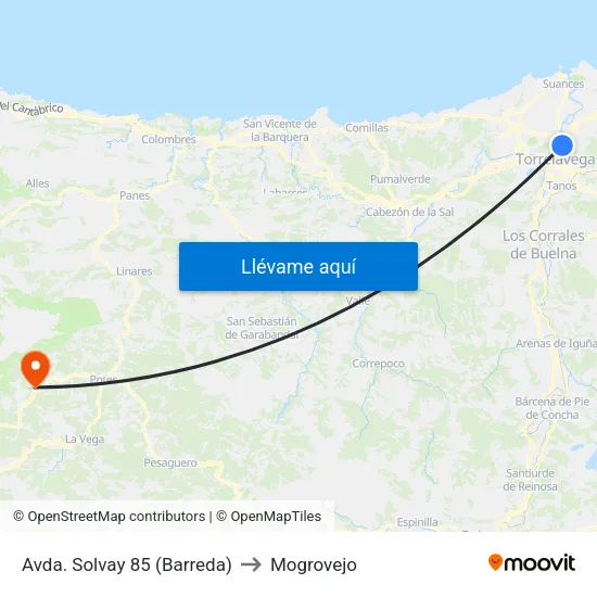 Avda. Solvay 85 (Barreda) to Mogrovejo map