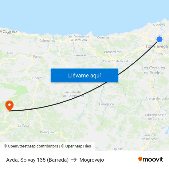 Avda. Solvay 135 (Barreda) to Mogrovejo map