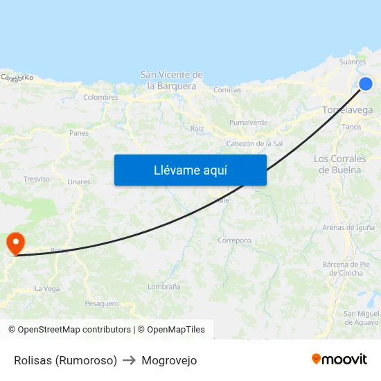 Rolisas (Rumoroso) to Mogrovejo map