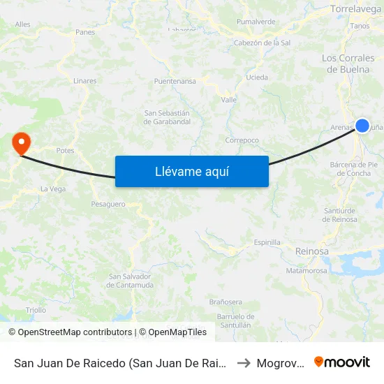 San Juan De Raicedo (San Juan De Raicedo) to Mogrovejo map
