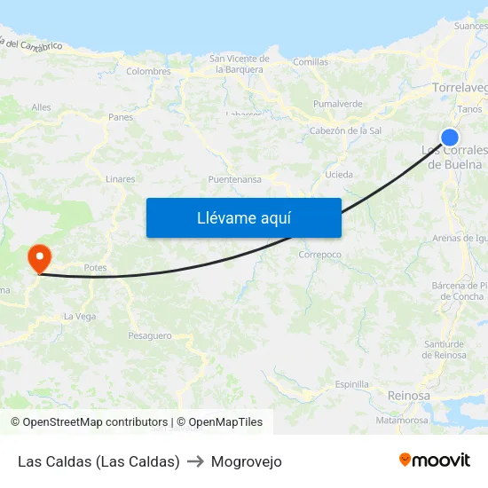 Las Caldas (Las Caldas) to Mogrovejo map