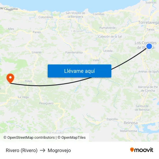 Rivero (Rivero) to Mogrovejo map