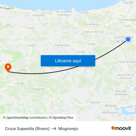 Cruce Sopenilla (Rivero) to Mogrovejo map