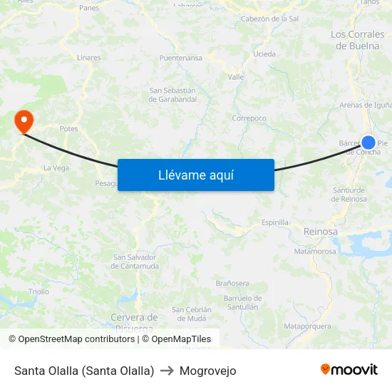 Santa Olalla (Santa Olalla) to Mogrovejo map