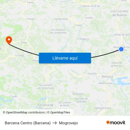 Barcena Centro (Barcena) to Mogrovejo map
