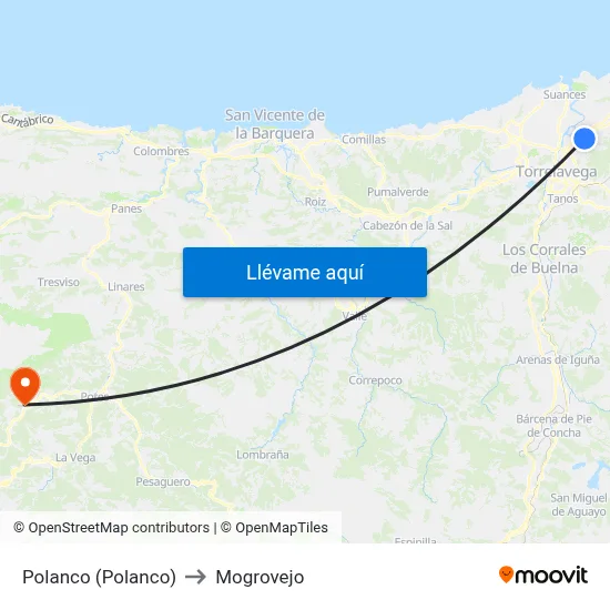 Polanco (Polanco) to Mogrovejo map