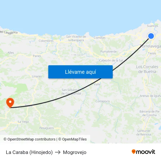 La Caraba (Hinojedo) to Mogrovejo map