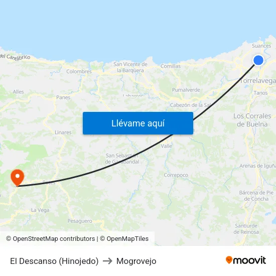 El Descanso (Hinojedo) to Mogrovejo map