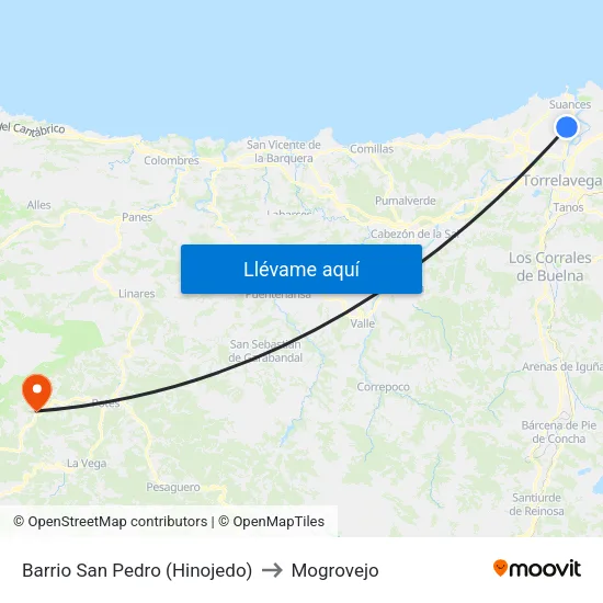 Barrio San Pedro (Hinojedo) to Mogrovejo map