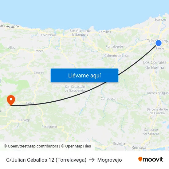 C/Julian Ceballos 12 (Torrelavega) to Mogrovejo map