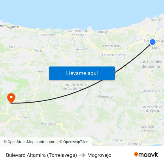 Bulevard Altamira (Torrelavega) to Mogrovejo map