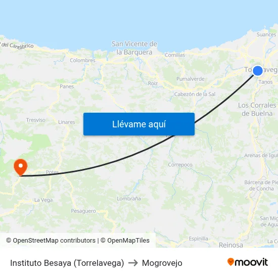 Instituto Besaya (Torrelavega) to Mogrovejo map