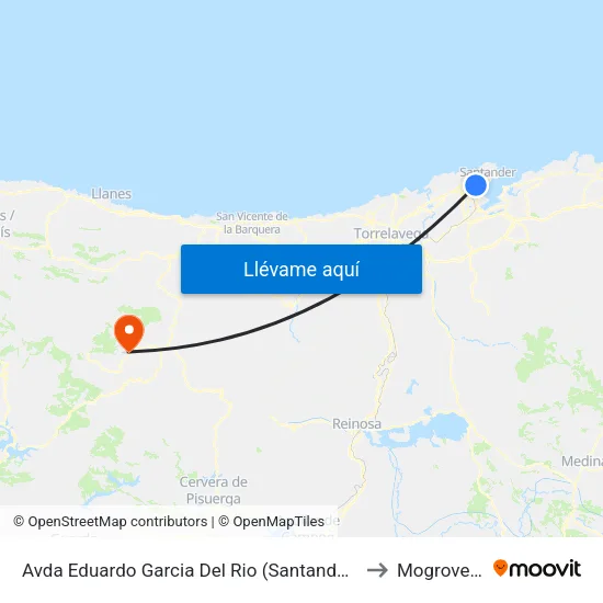 Avda Eduardo Garcia Del Rio (Santander) to Mogrovejo map