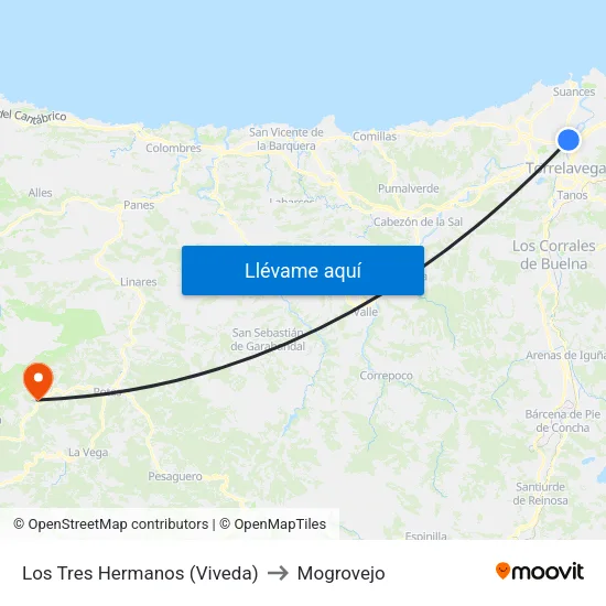Los Tres Hermanos (Viveda) to Mogrovejo map