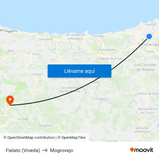 Fielato (Viveda) to Mogrovejo map