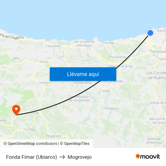 Fonda Fimar (Ubiarco) to Mogrovejo map