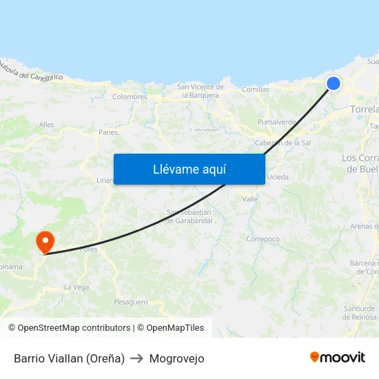 Barrio Viallan (Oreña) to Mogrovejo map