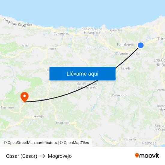 Casar (Casar) to Mogrovejo map