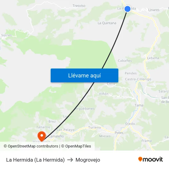 La Hermida (La Hermida) to Mogrovejo map
