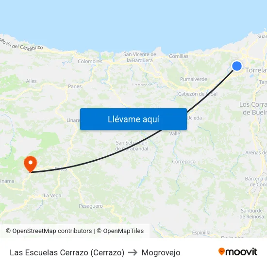 Las Escuelas Cerrazo (Cerrazo) to Mogrovejo map