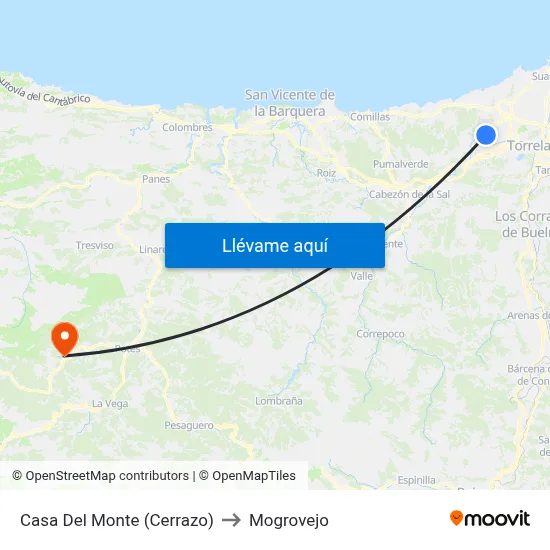 Casa Del Monte (Cerrazo) to Mogrovejo map