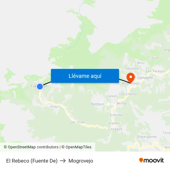 El Rebeco (Fuente De) to Mogrovejo map