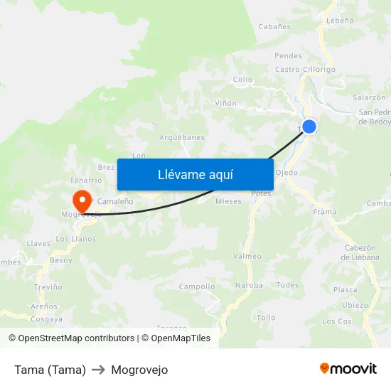 Tama (Tama) to Mogrovejo map