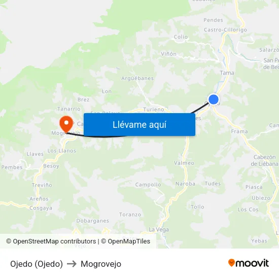Ojedo (Ojedo) to Mogrovejo map