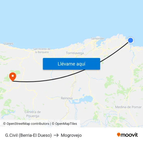 G.Civil (Berria-El Dueso) to Mogrovejo map