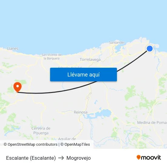 Escalante (Escalante) to Mogrovejo map