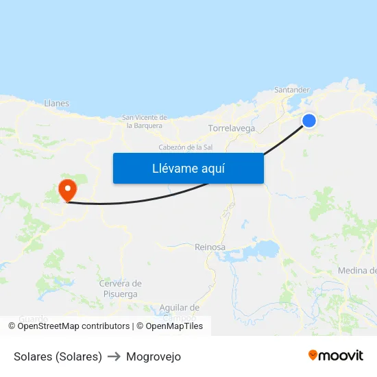 Solares (Solares) to Mogrovejo map