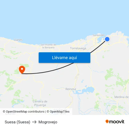 Suesa (Suesa) to Mogrovejo map