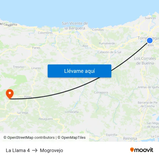 La Llama 4 to Mogrovejo map