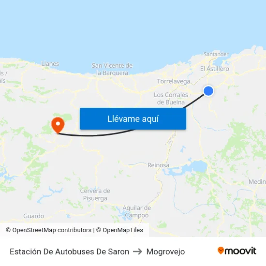 Estación De Autobuses De Saron to Mogrovejo map