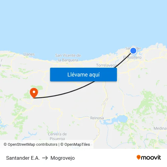 Santander E.A. to Mogrovejo map