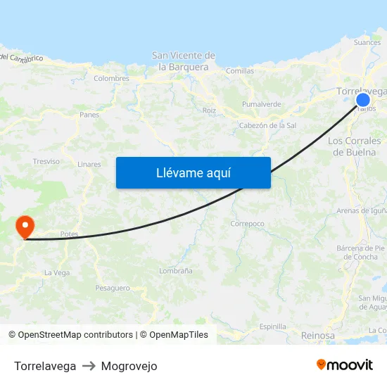 Torrelavega to Mogrovejo map