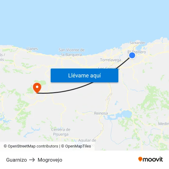 Guarnizo to Mogrovejo map