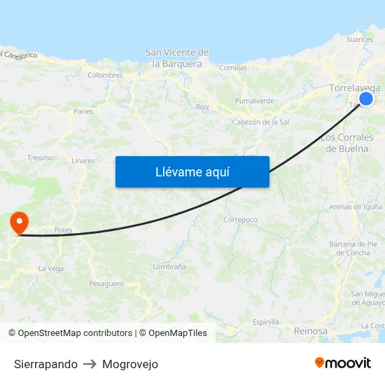 Sierrapando to Mogrovejo map