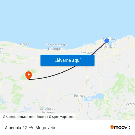 Albericia.22 to Mogrovejo map